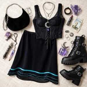 Vintage 90s Y2K Silk Skirt Plus Size 16 Ruffle Chiffon Whimsigoth Fairy Grunge